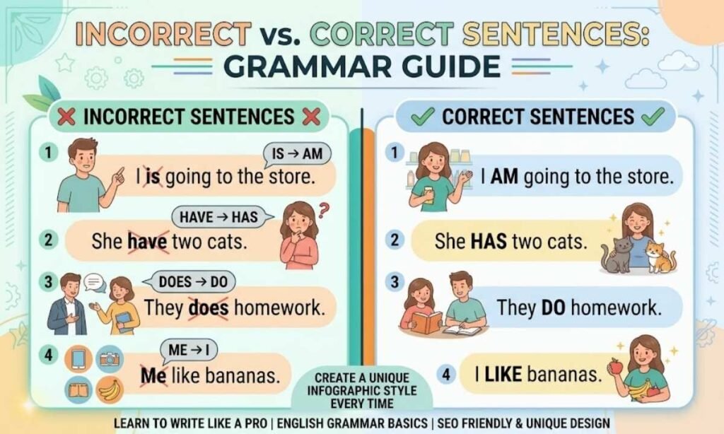 Incorrect vs Correct Sentences